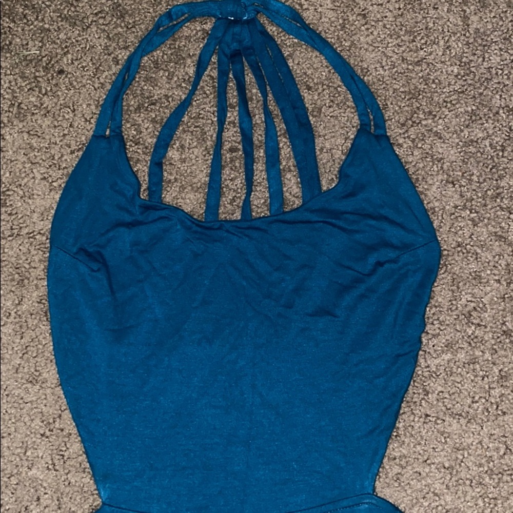 Strapy teal maxi dress